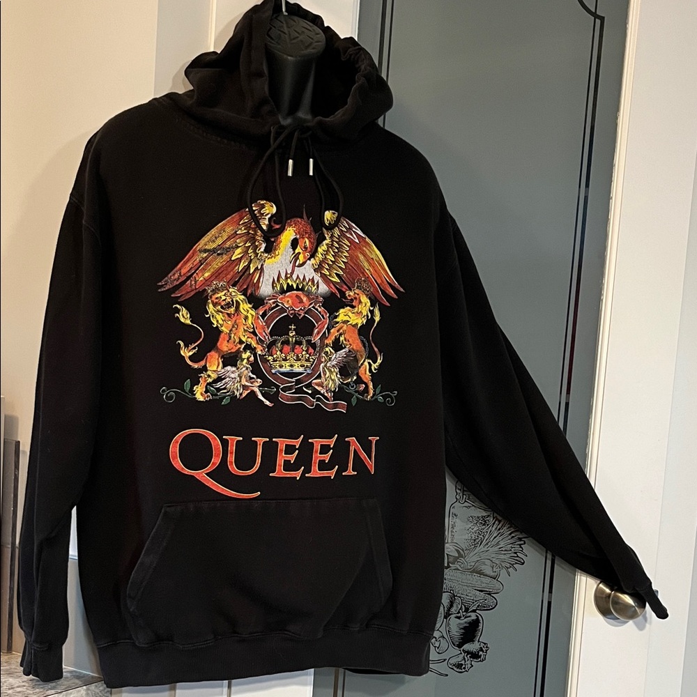 QUEEN OFFICIAL MERCH   Black Hoodie with Colorful Graphic